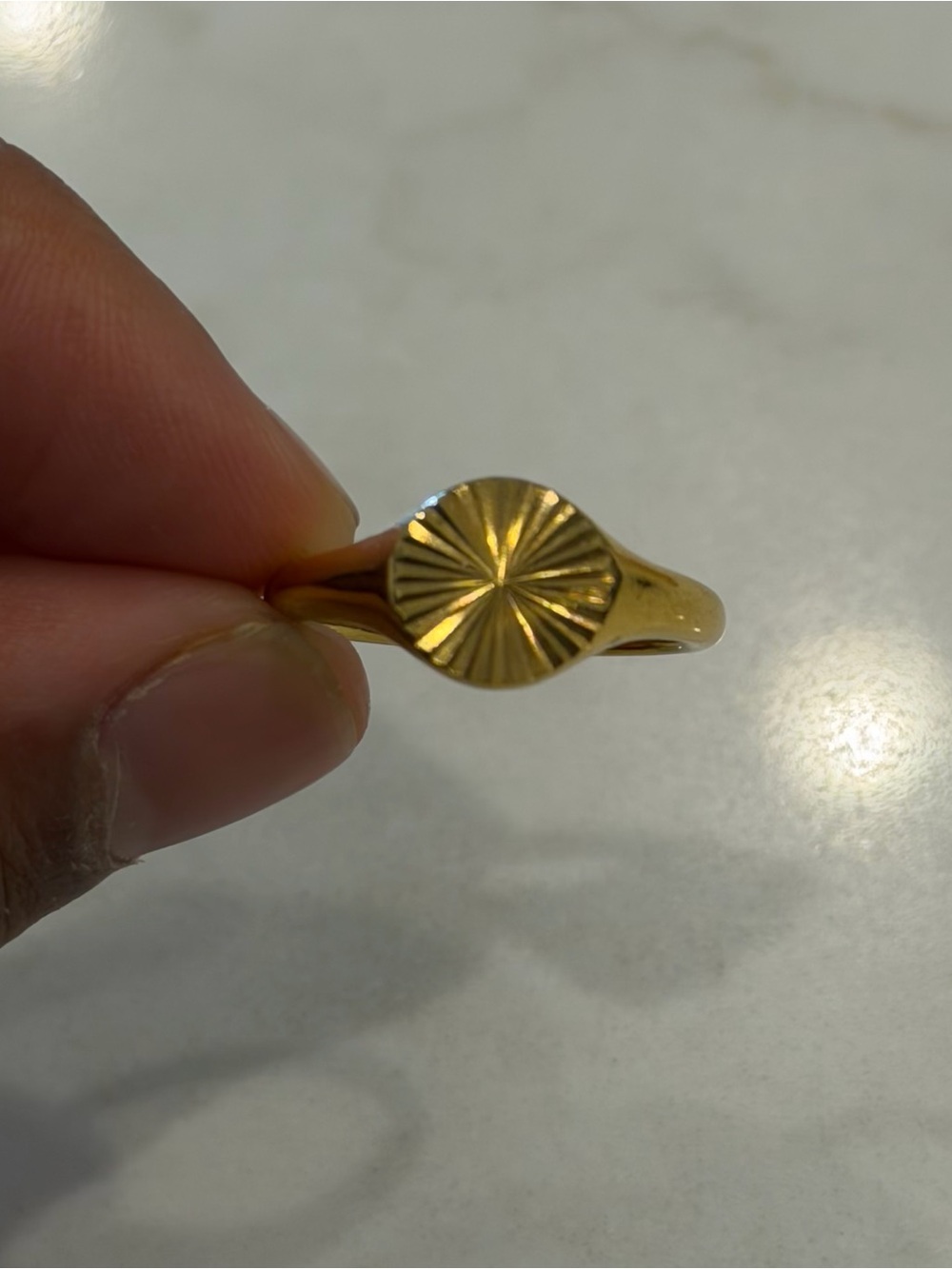 Gold Sunburst Signet Ring | Size 8 | Minimalist Vintage Inspired Ring